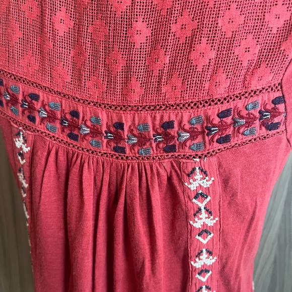 Free People Red Reckless Abandon Embroidered Tank Top XS - Picture 6 of 9